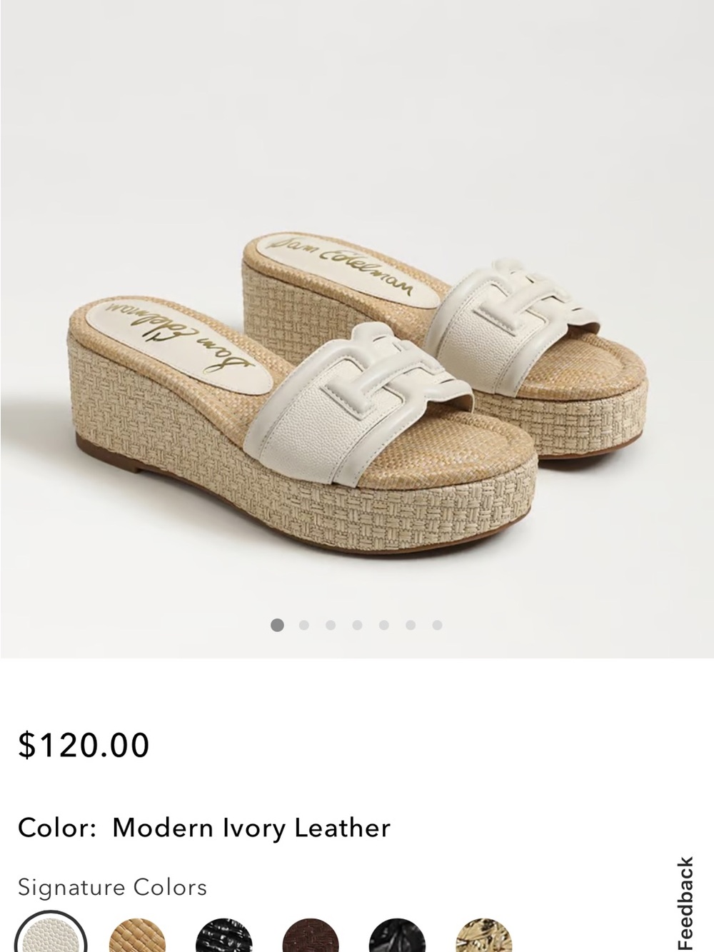 Sam Edelman Pauleena Espadrille Modern Ivory Leather Woven Platform Slide- 10